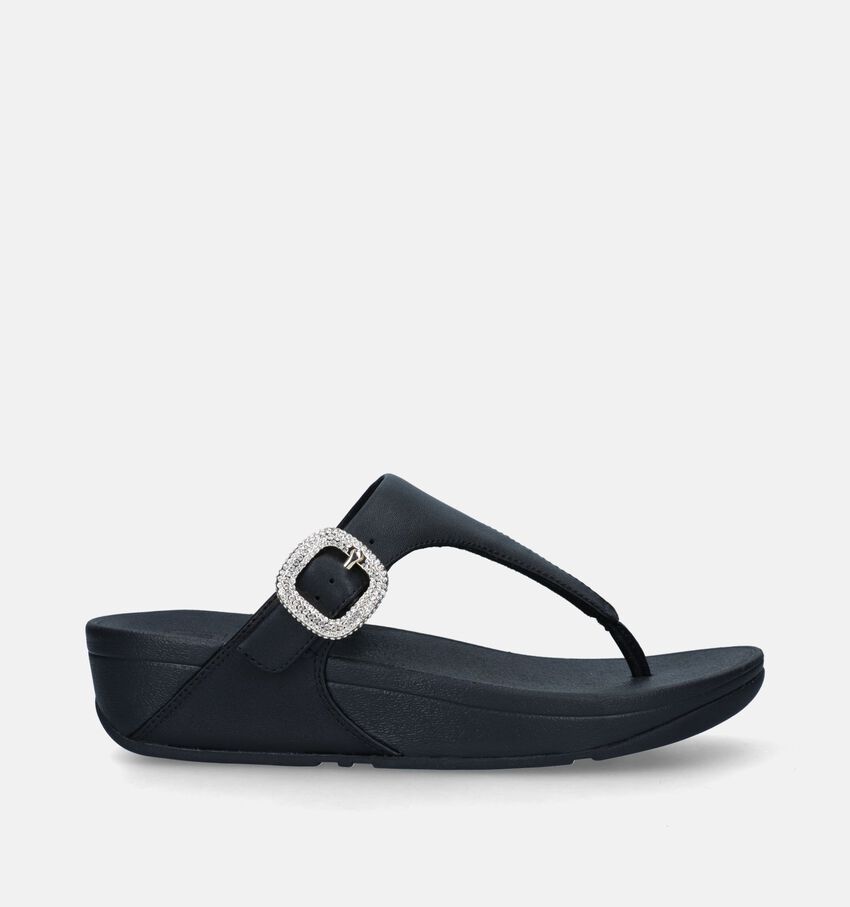 FitFlop Lulu Crystal Buckle Tongs en Noir