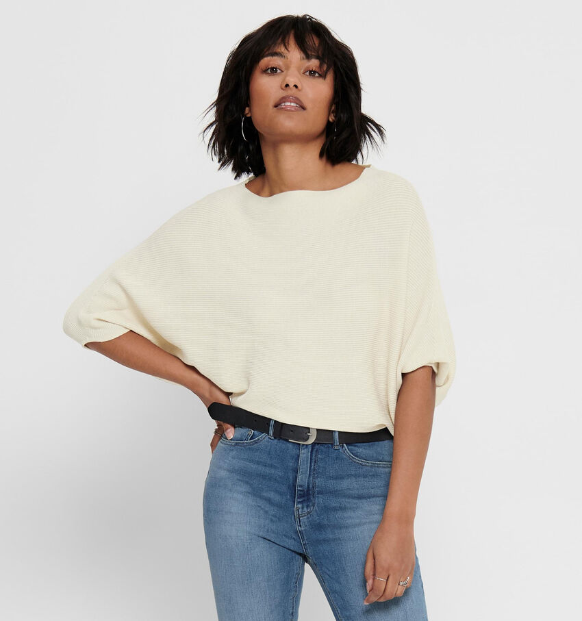 JDY New Behave Batsleeve Pull en Écru