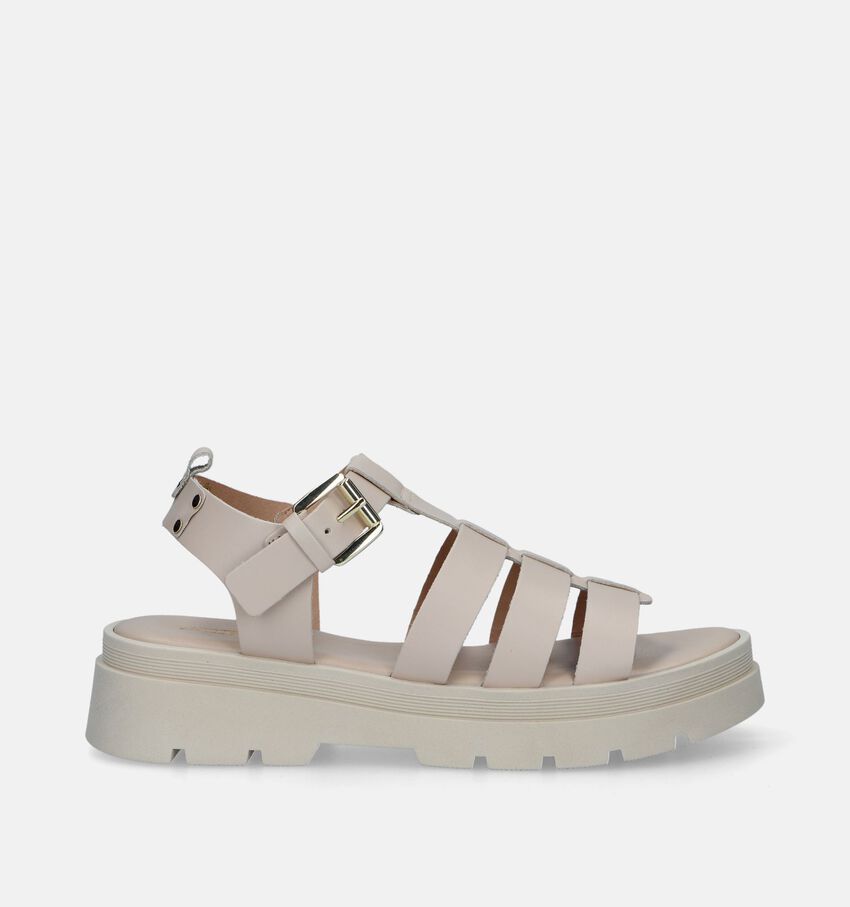 Signatur Beige Plateausandalen