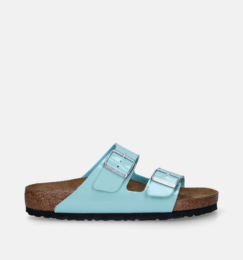 Birkenstock Arizona Birko Flor Patent Blauwe Slippers