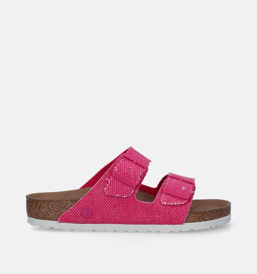 Birkenstock Arizona Rivet Logo Textile Nu-pieds en Rouge