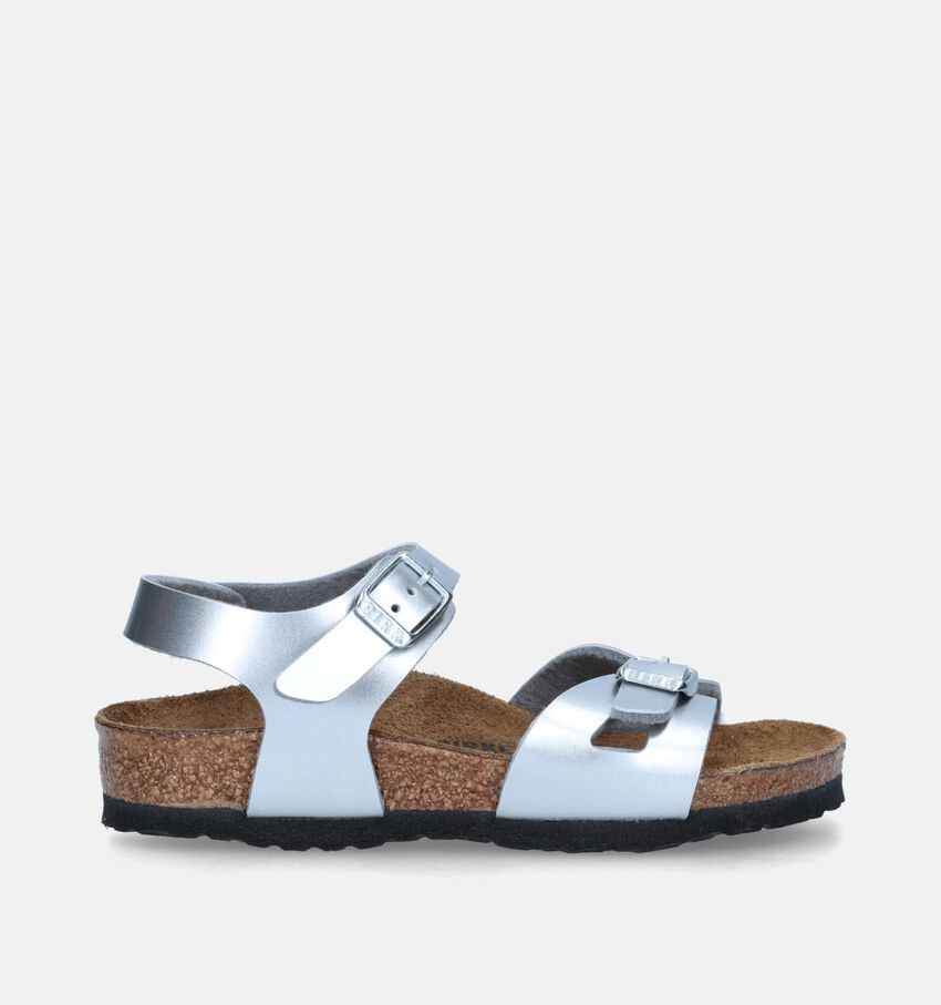 Birkenstock Rio Birko Flor Zilveren Sandalen