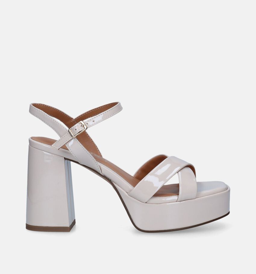 Tamaris Beige Sandalen Met Blokhak