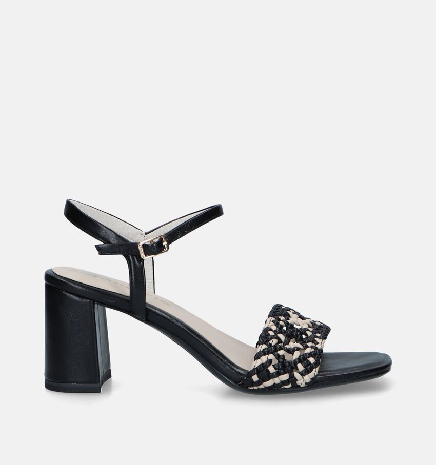Tamaris Sandales avec talon carré en Noir