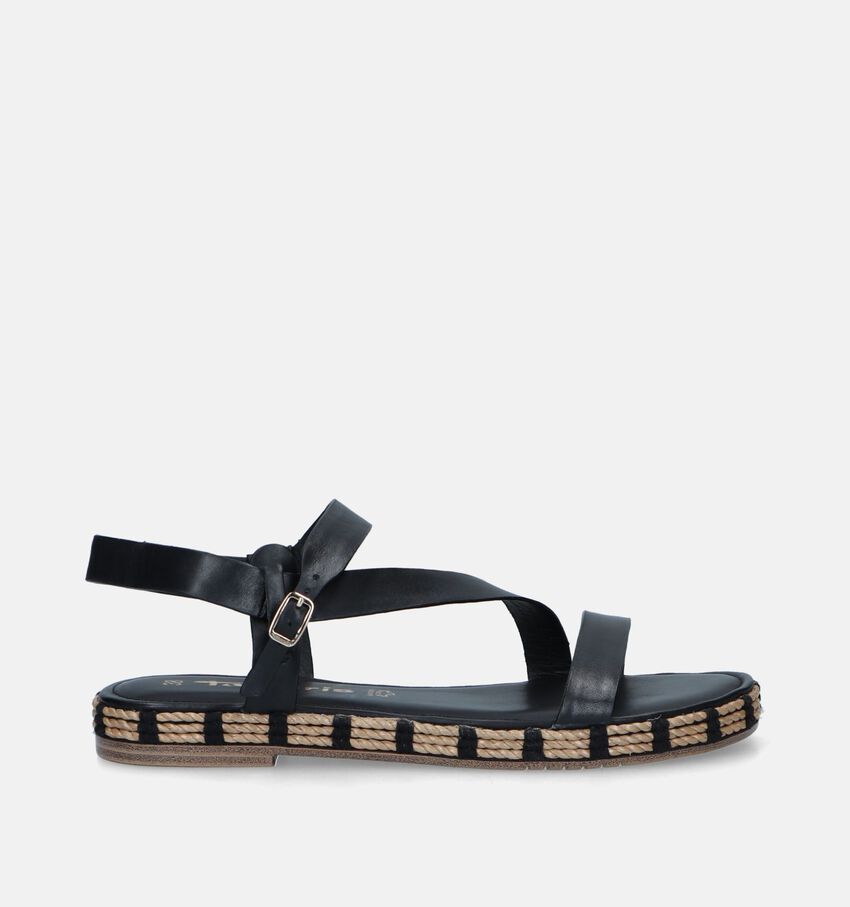 Tamaris Zwarte Platte sandalen