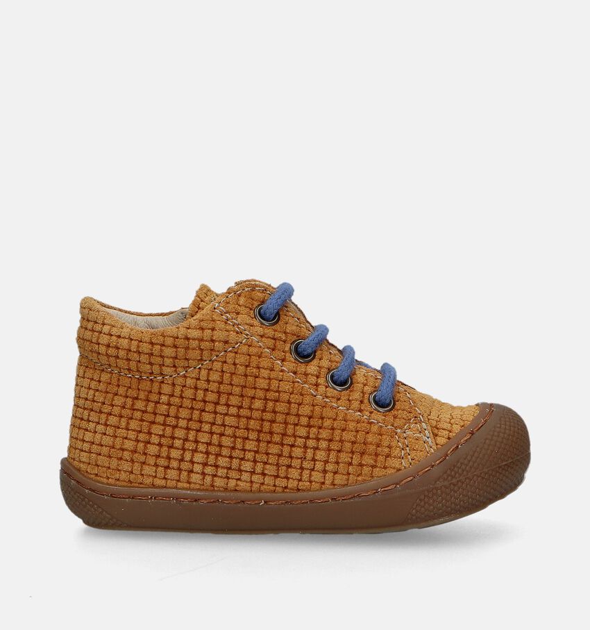 Naturino Cocoon Zip Suede Woven Cognac Babyschoenen