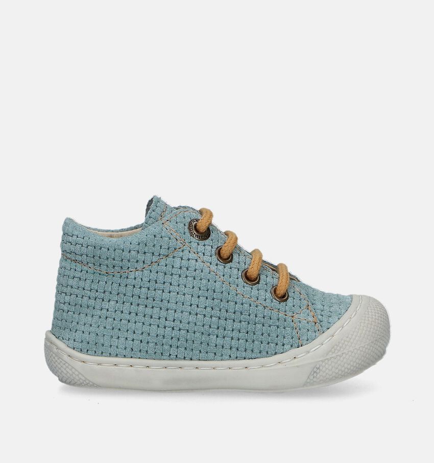 Naturino Cocoon Suede Woven Blauwe Babyschoenen