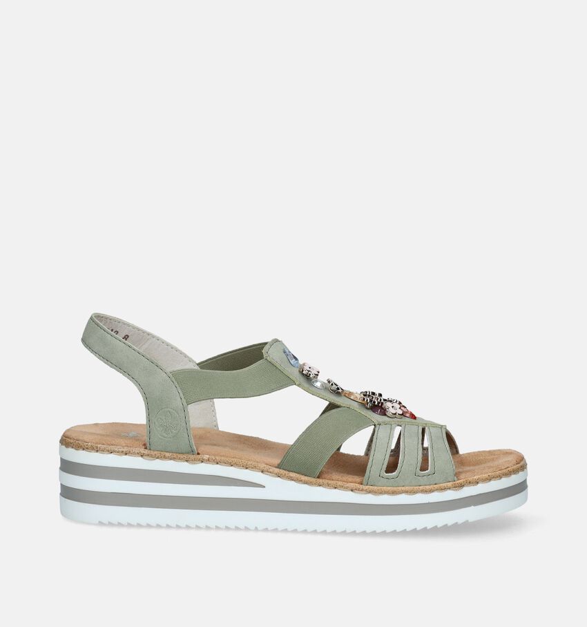 Rieker Groene Sandalen met sleehak