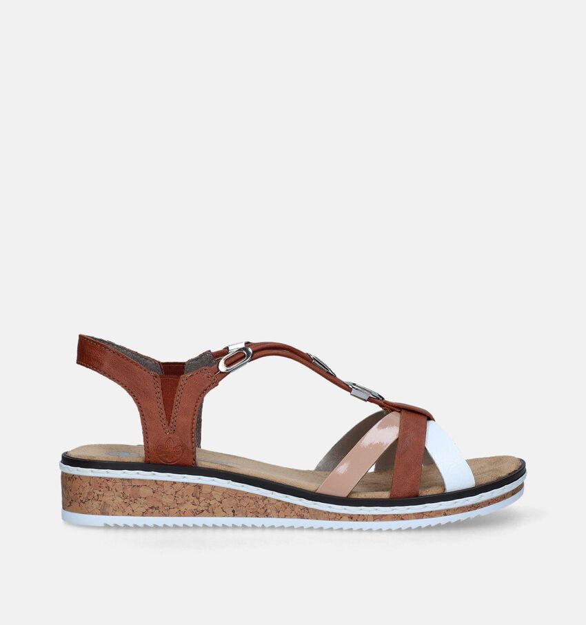 Rieker Cognac Sandalen met sleehak