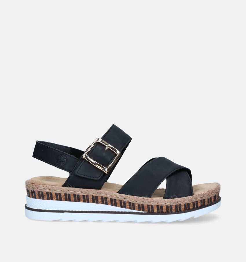 Rieker Zwarte Sandalen met sleehak