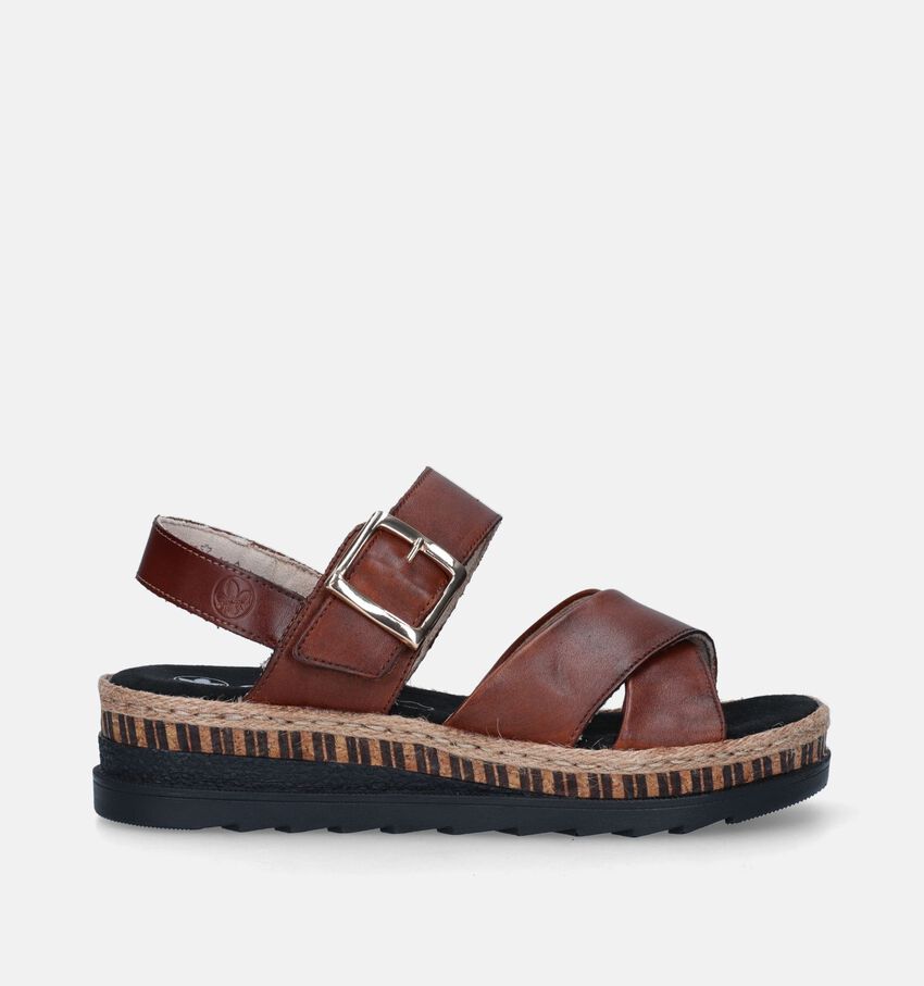 Rieker Cognac Sandalen met sleehak