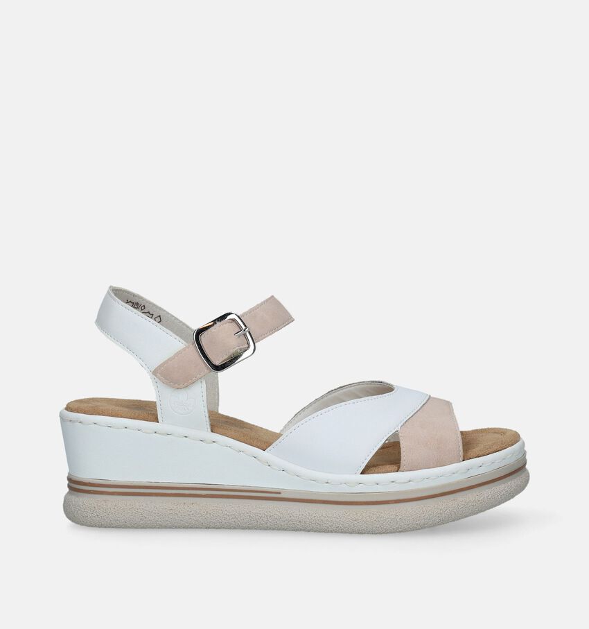 Rieker Witte Sandalen met sleehak