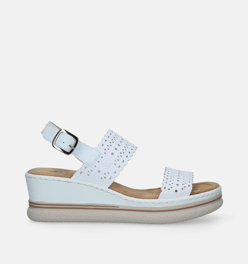 Rieker Witte Sandalen met sleehak