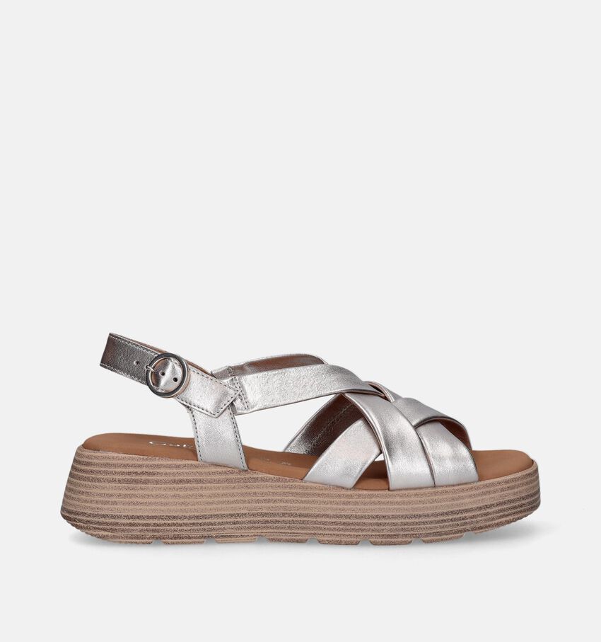 Gabor Comfort Gouden Sandalen Met Plateauzool