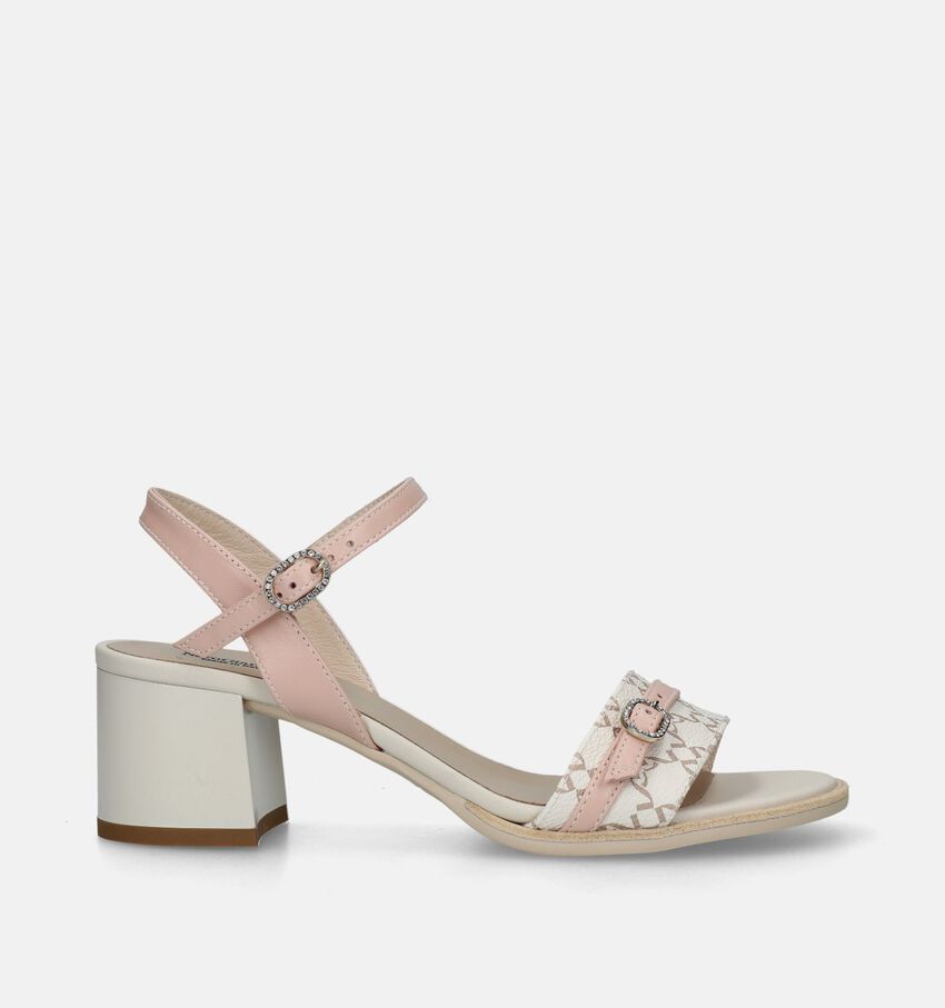 NeroGiardini Beige Sandalen met blokhak