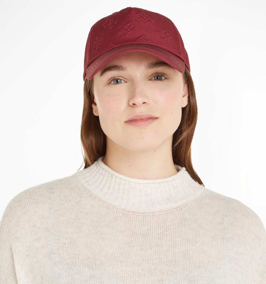 Tommy Hilfiger Monogram Debossed Casquette en Bordeaux