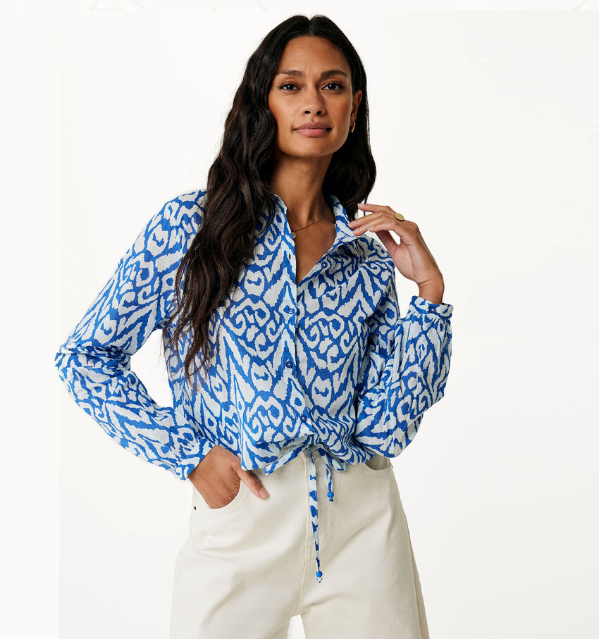 Mexx Cropped Blauwe Blouse