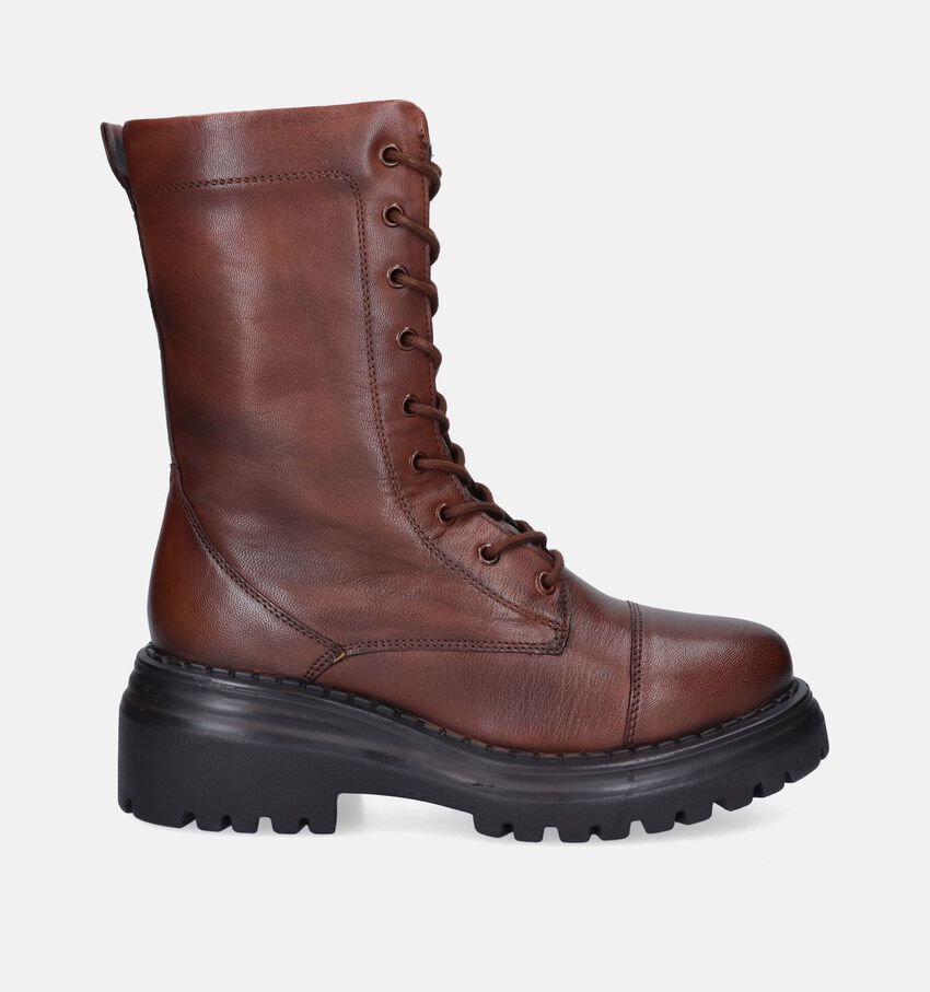 Hosis Print Cognac Biker boots