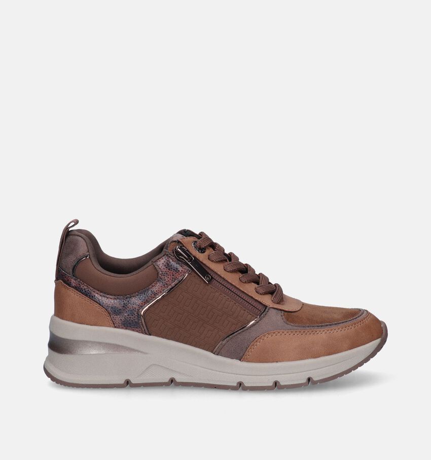Tamaris Cognac Sneakers met sleehak