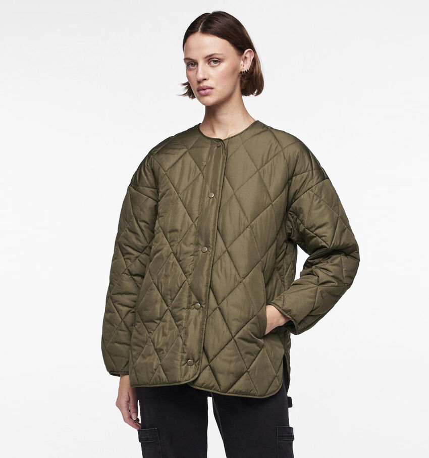 Pieces Stella Veste matelassé en Vert khaki