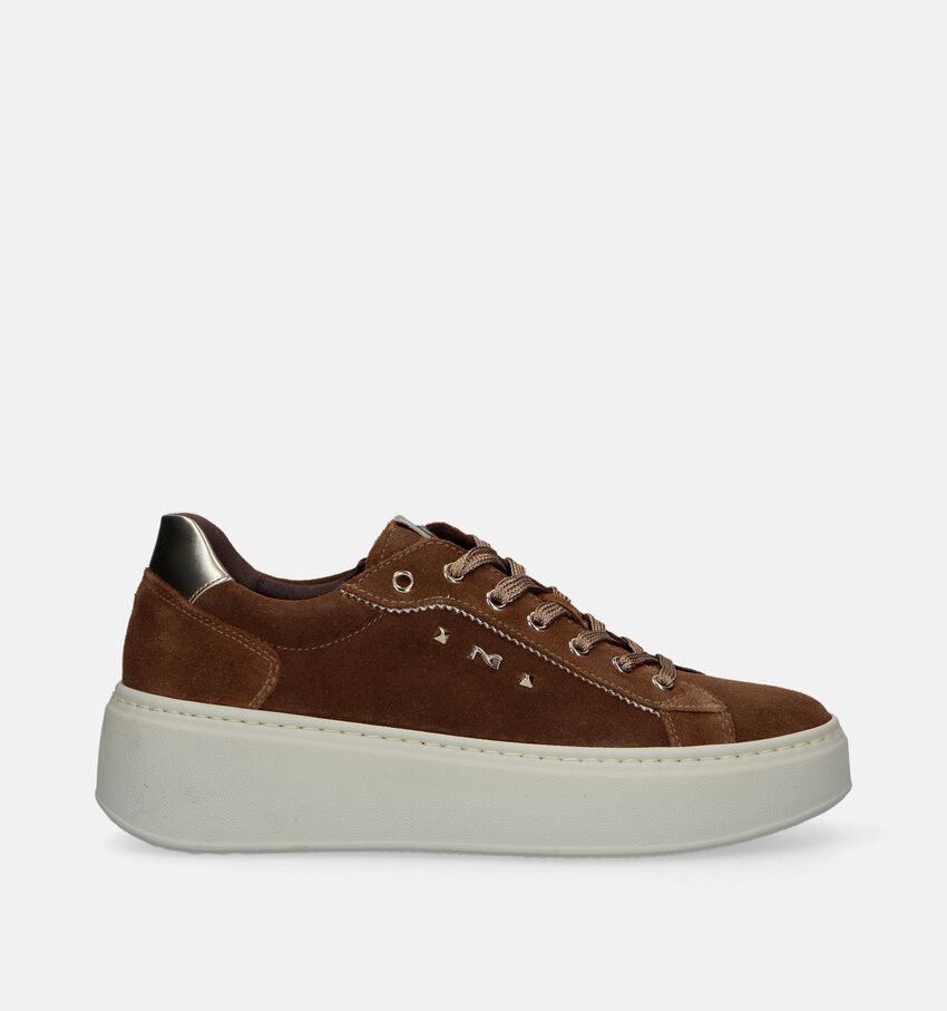 NeroGiardini Cognac Sneakers met plateauzool