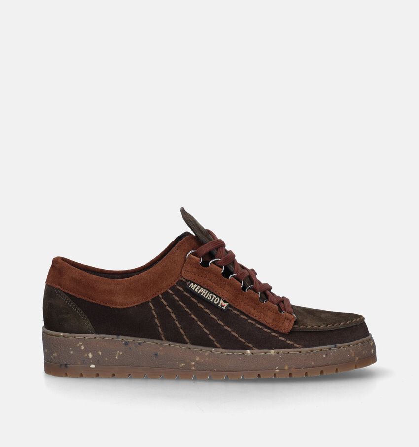 Mephisto Rainbow Velours Chaussures à lacets en Cognac