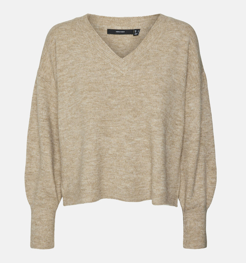 Vero Moda Jupiter Pull avec col en V en Beige
