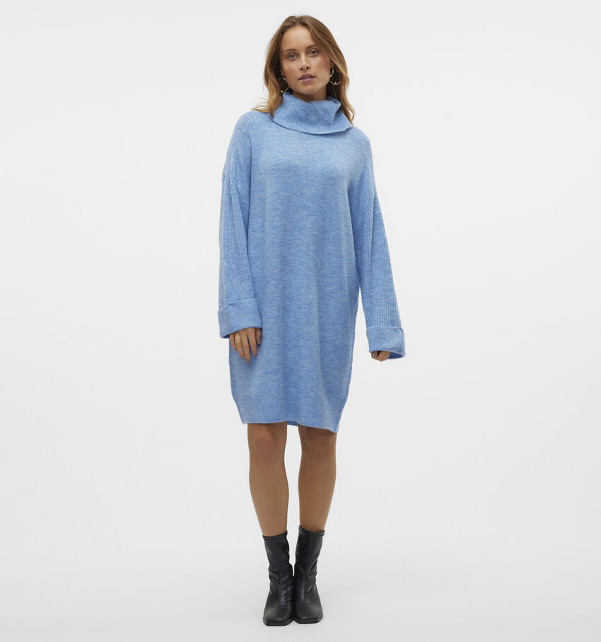 Vero Moda Jupiter Blauwe Trui jurk met rolkraag