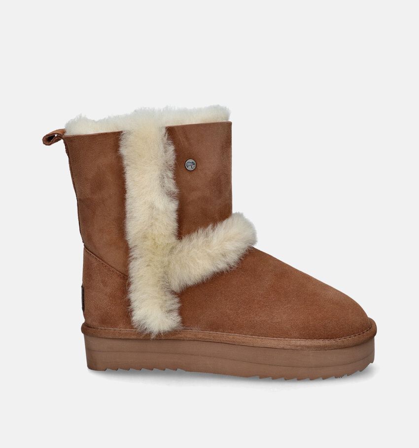 Warmbat Kangaroo Wool Plateau Bottes en Cognac