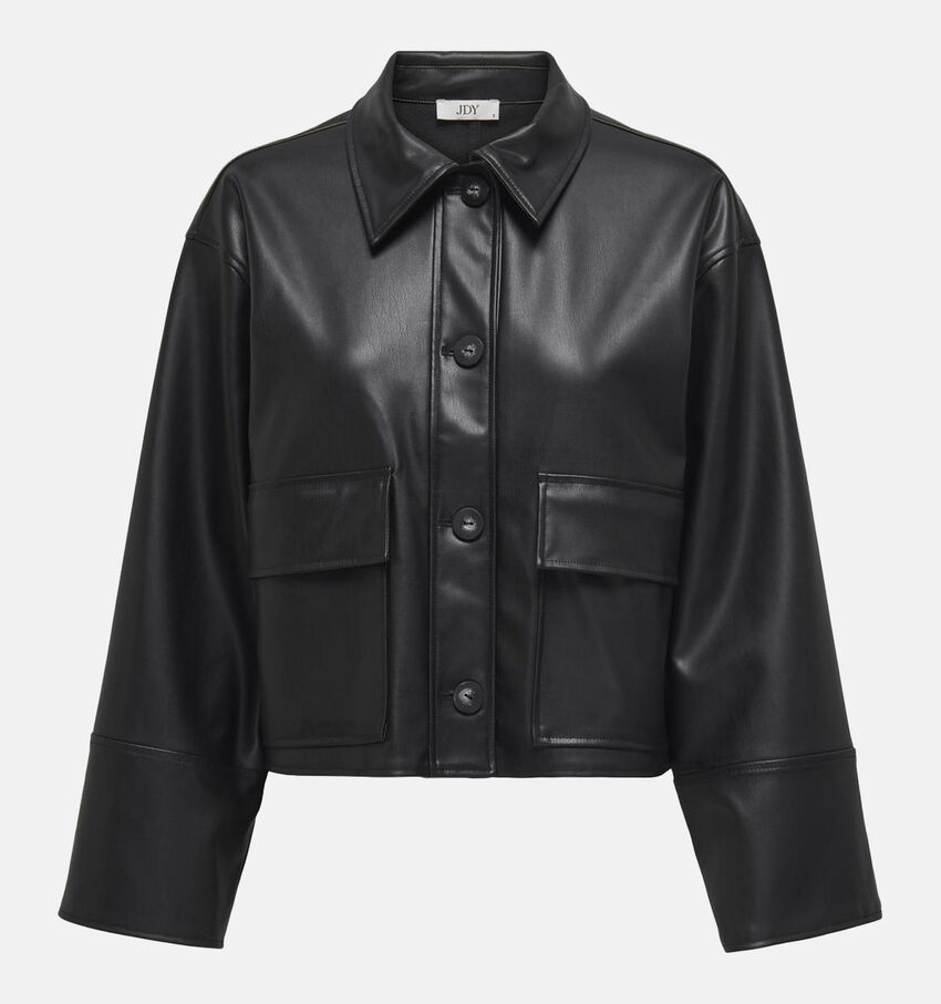JDY Alexa Zwart Faux leather hemd