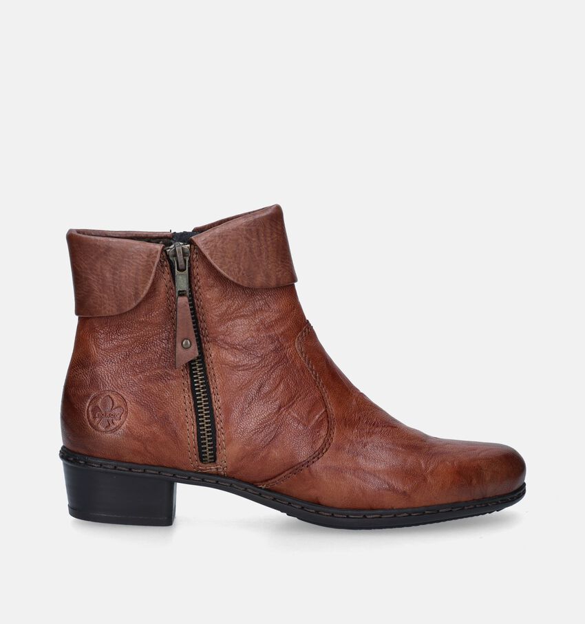 Rieker Bottillons avec talon carré en Cognac