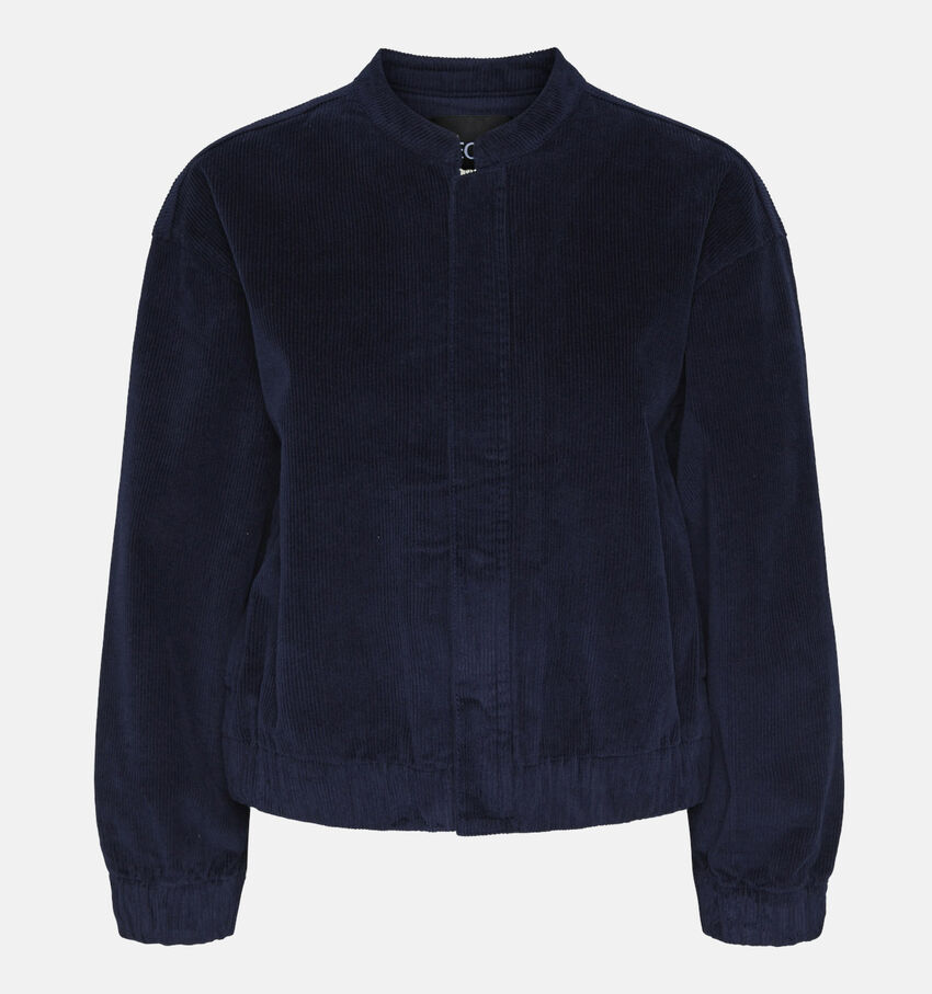 Pieces Rillo Blauw Corduroy bomber vest