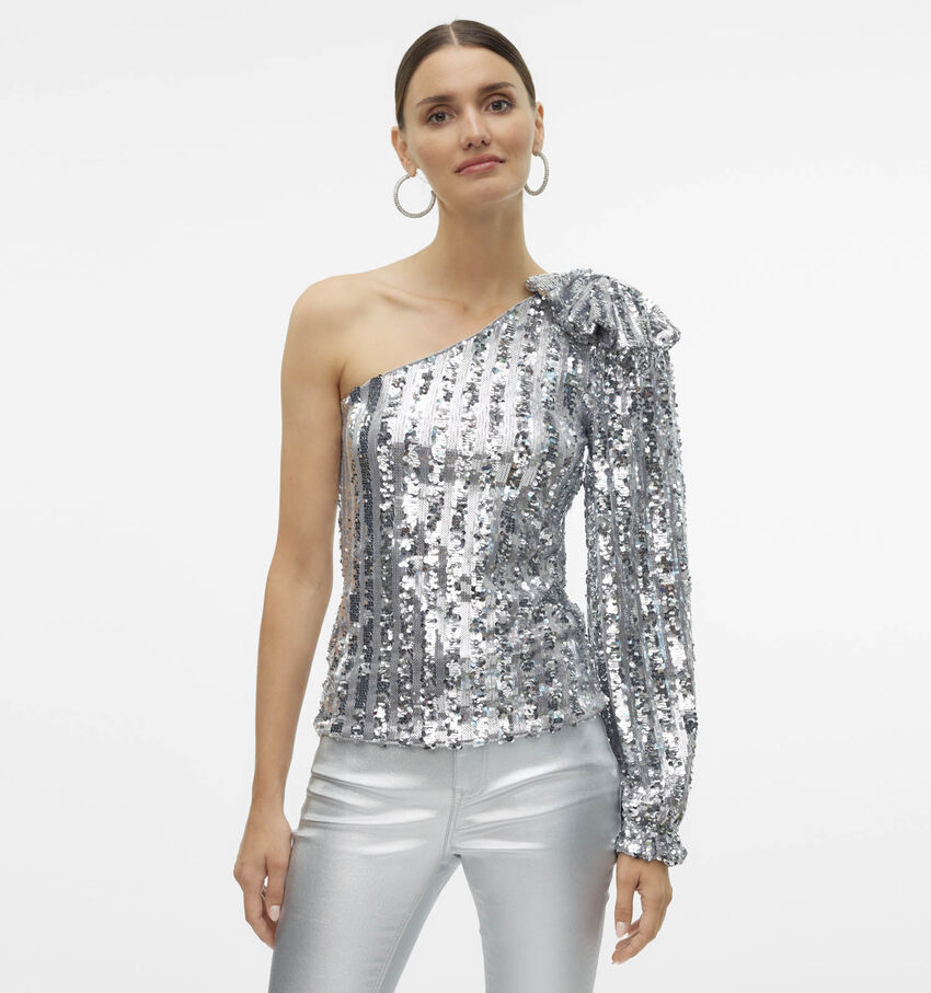 Vero Moda Efi Zilveren One shoulder Blouse