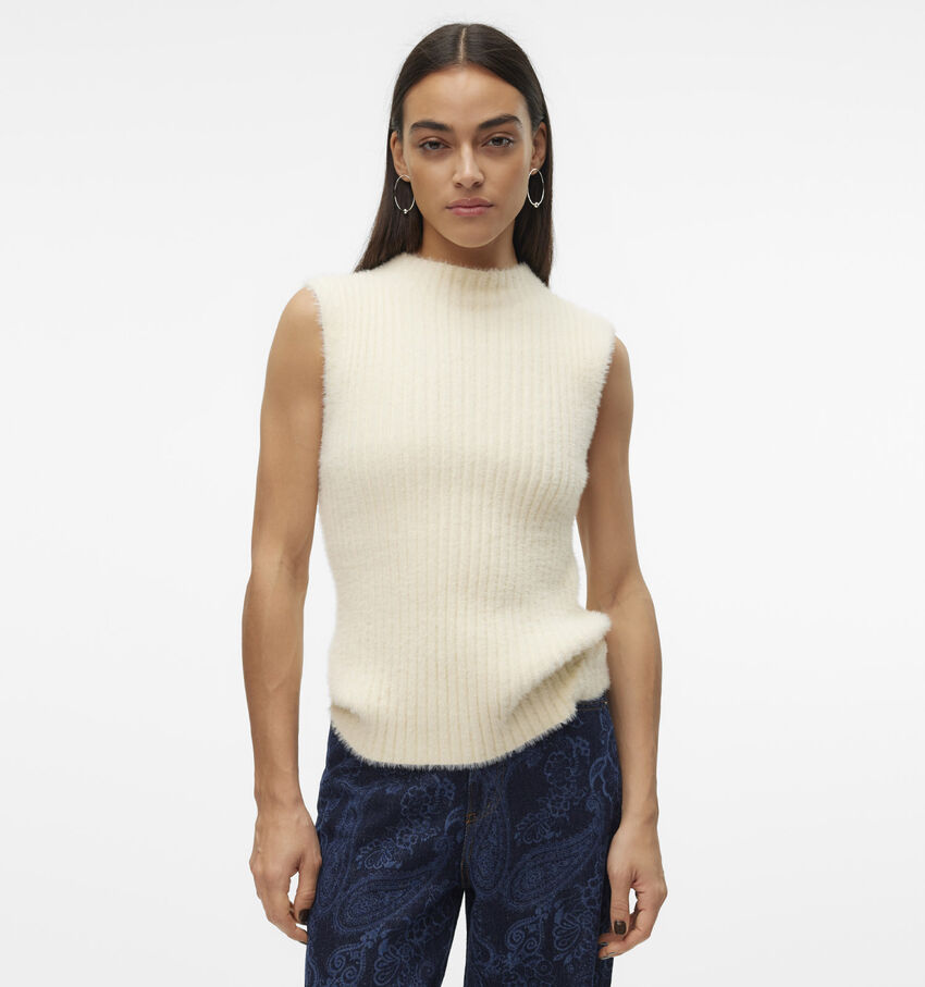 Vero Moda Lyra Beige Mouwloze trui