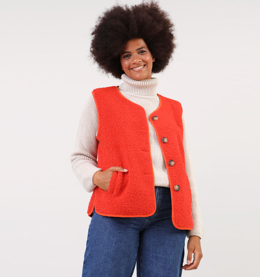Dolce C. Oranje Korte fluffy bodywarmer
