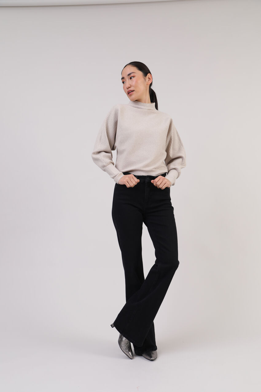 Expresso Batwing Sleeves Beige Trui