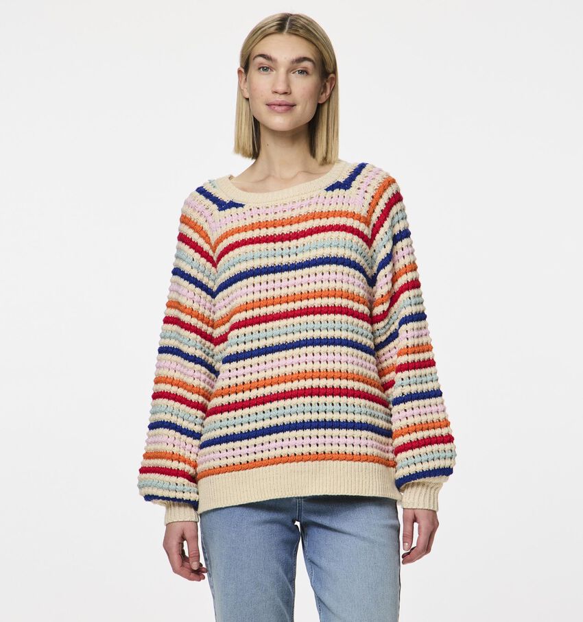 Pieces Dosla Beige Gestreepte trui