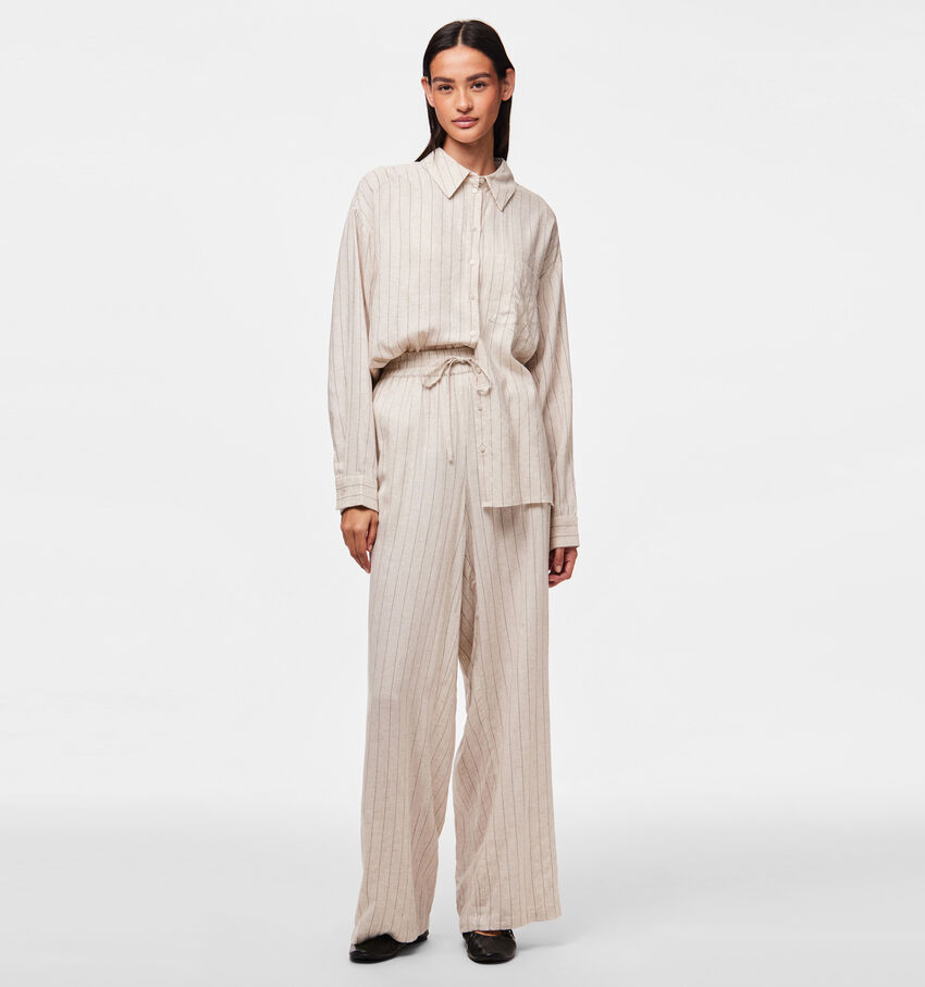 Pieces Pia Beige Wijde broek