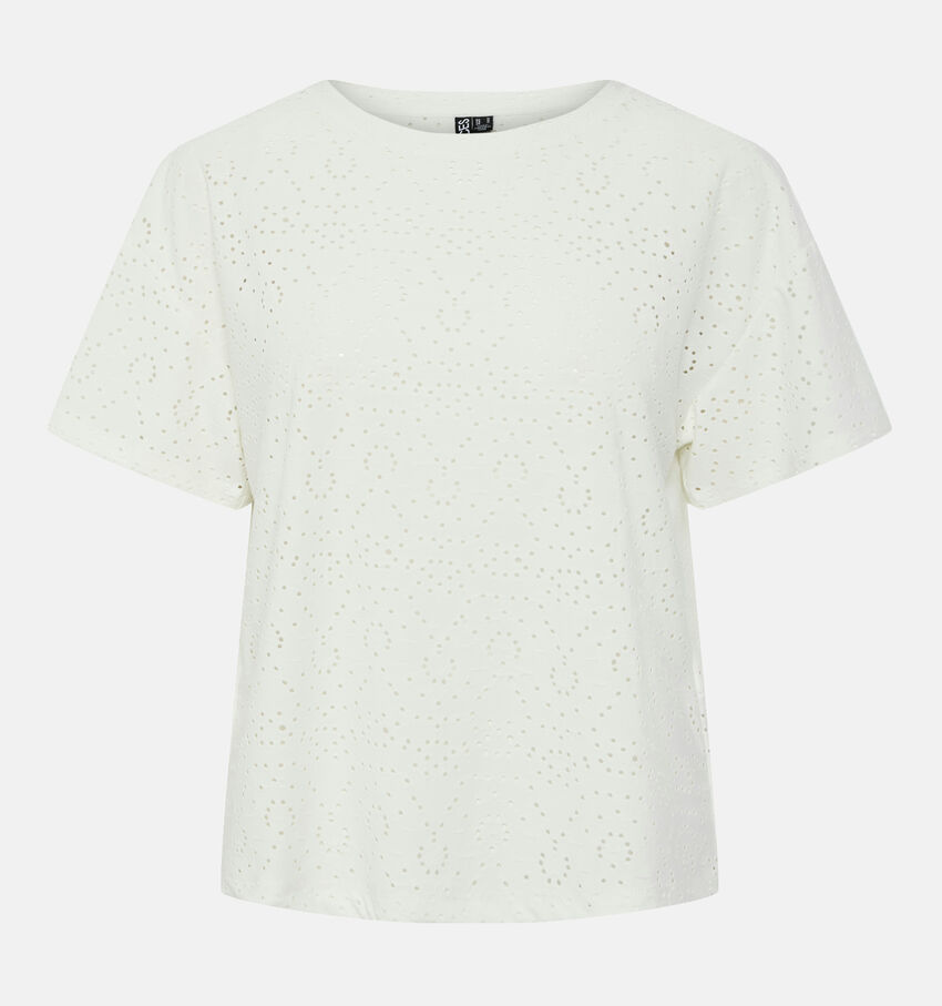 Pieces Abby Witte T-shirt Broderie Anglaise