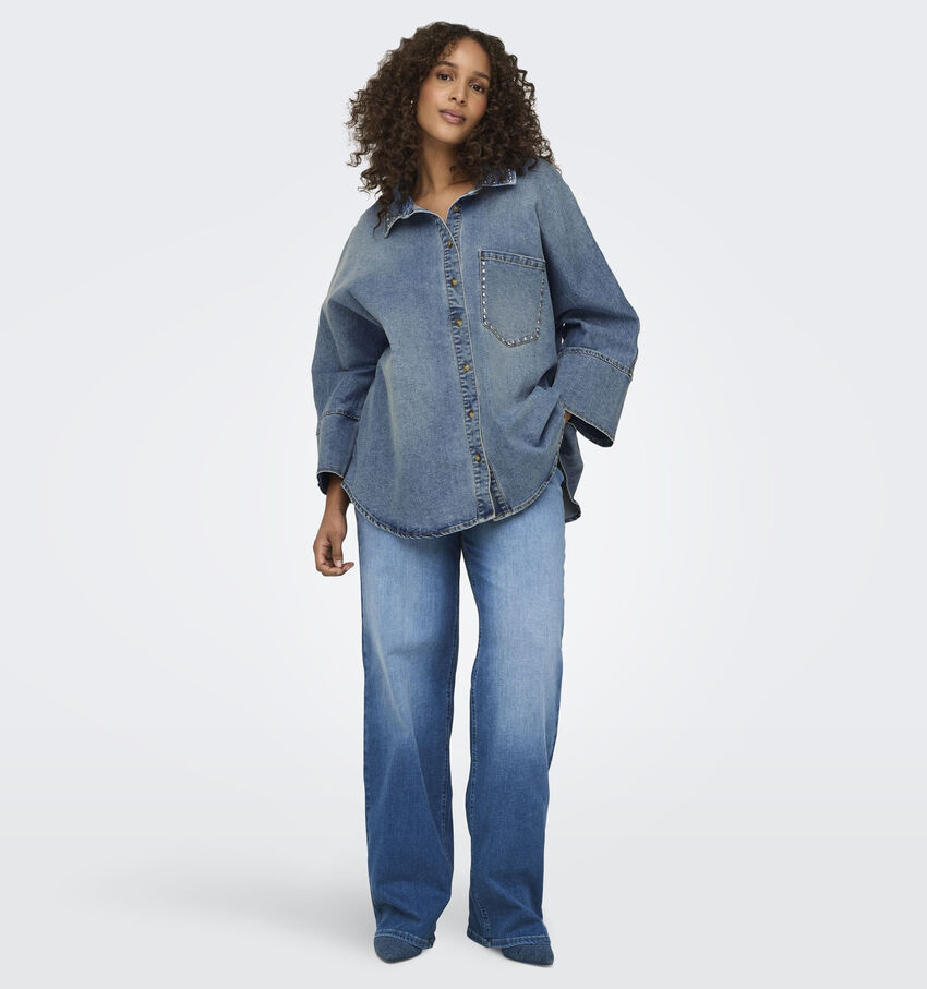 ONLY Carmakoma Willy Blauwe Wide leg jeans L32