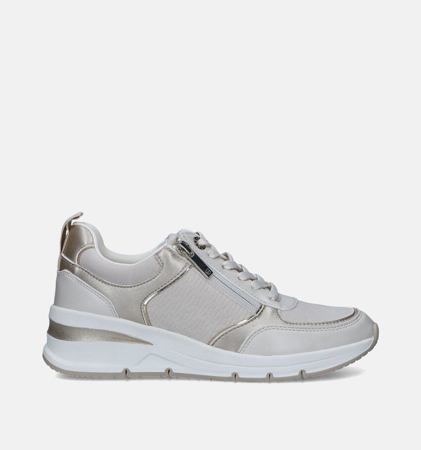 Tamaris Ecru Sneakers met sleehak