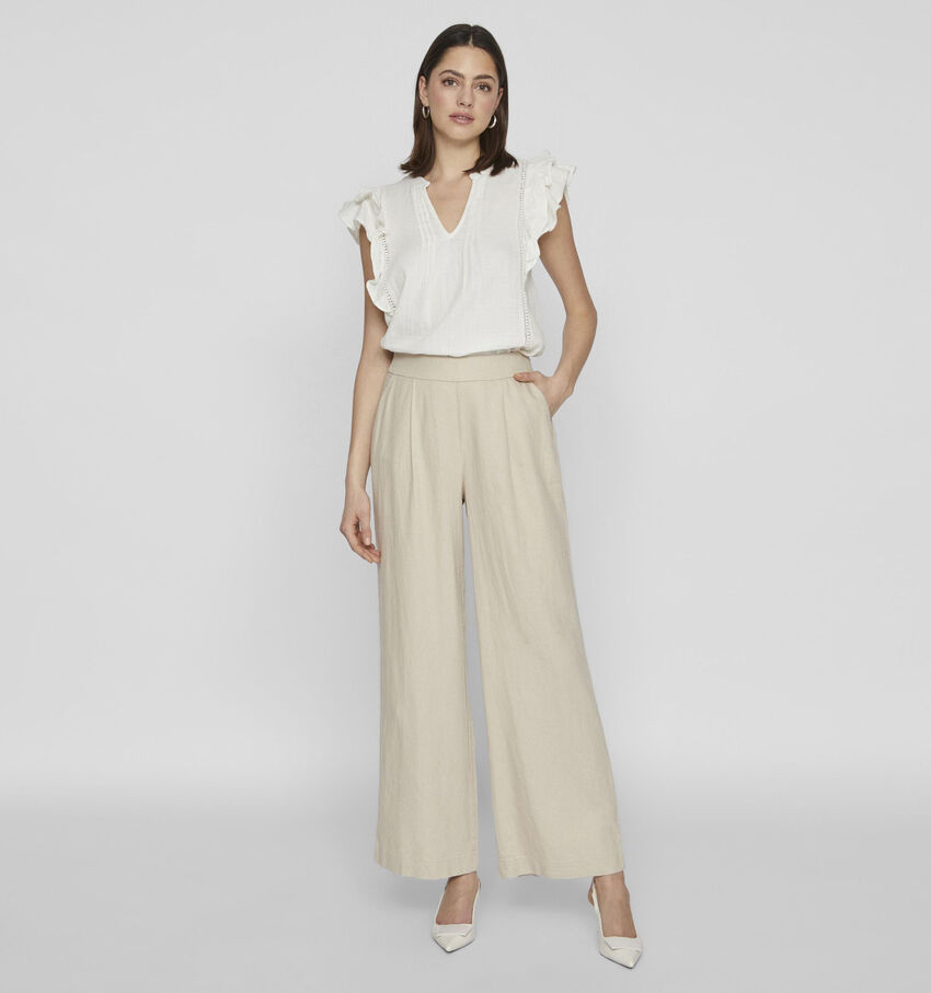 Vila Jolanda Beige Wijde broek