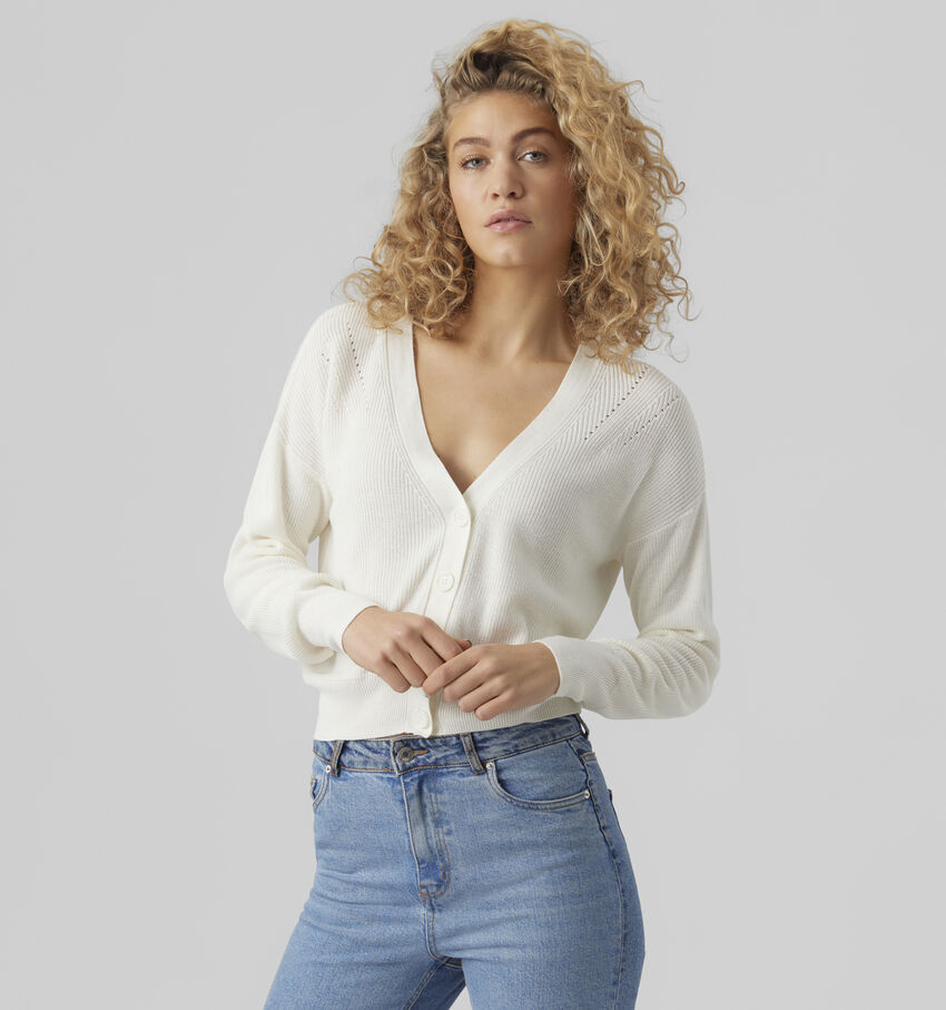Vero Moda Newlexsun Witte Cardigan met Knopen