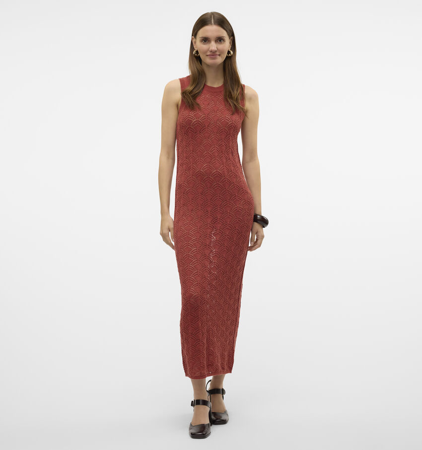 Vero Moda Newverena Bruine Lange jurk