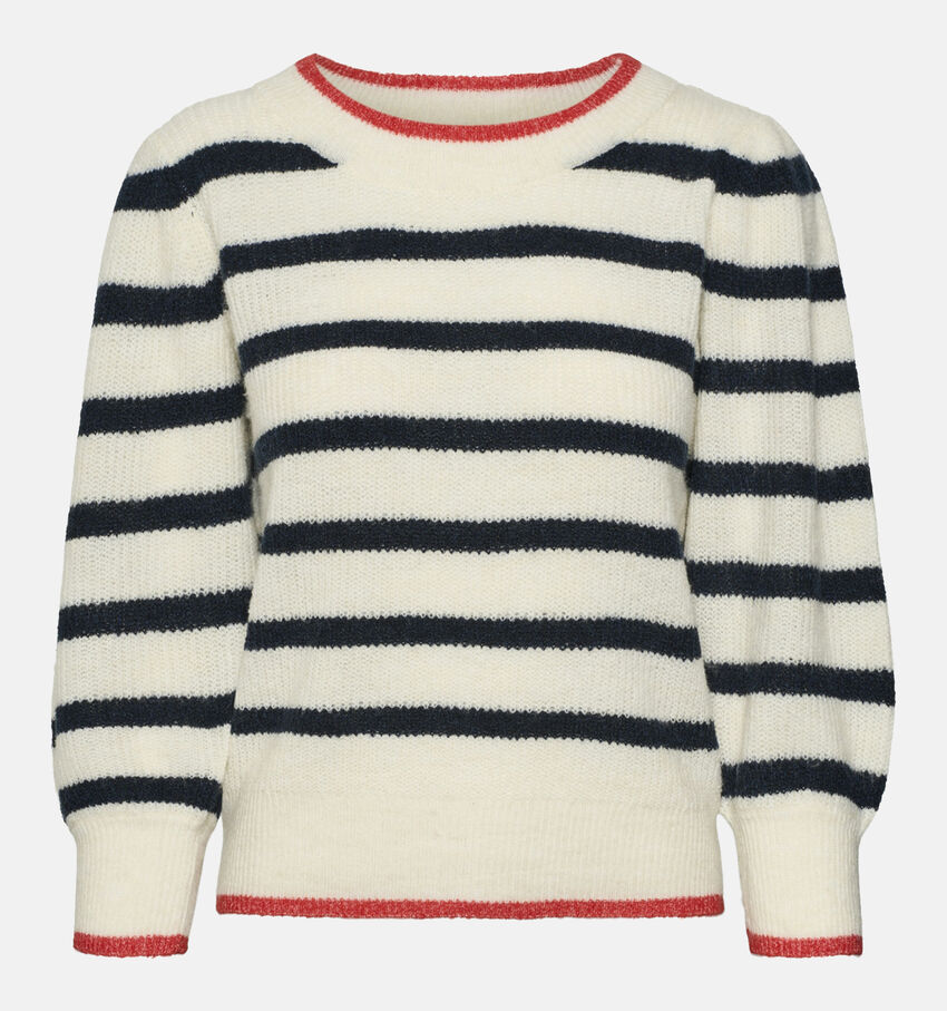 Vero Moda Vigga Ecru Gestreepte trui