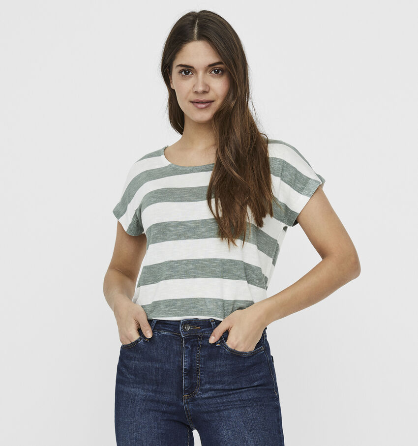 Vero Moda Wide Stripe Groen Gestreept T-shirt