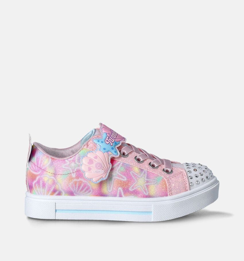 Skechers Twinkle Sparks Underwater Magic Roze Sneakers met Lichtjes