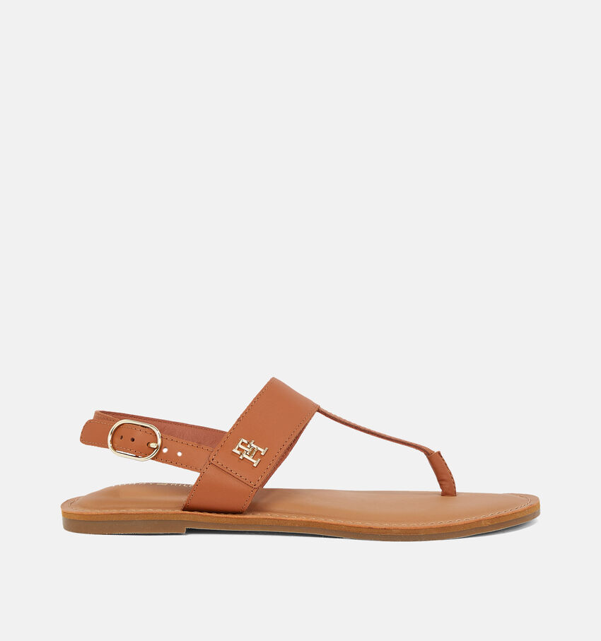 Tommy Hilfiger Sandales Plates en Cognac