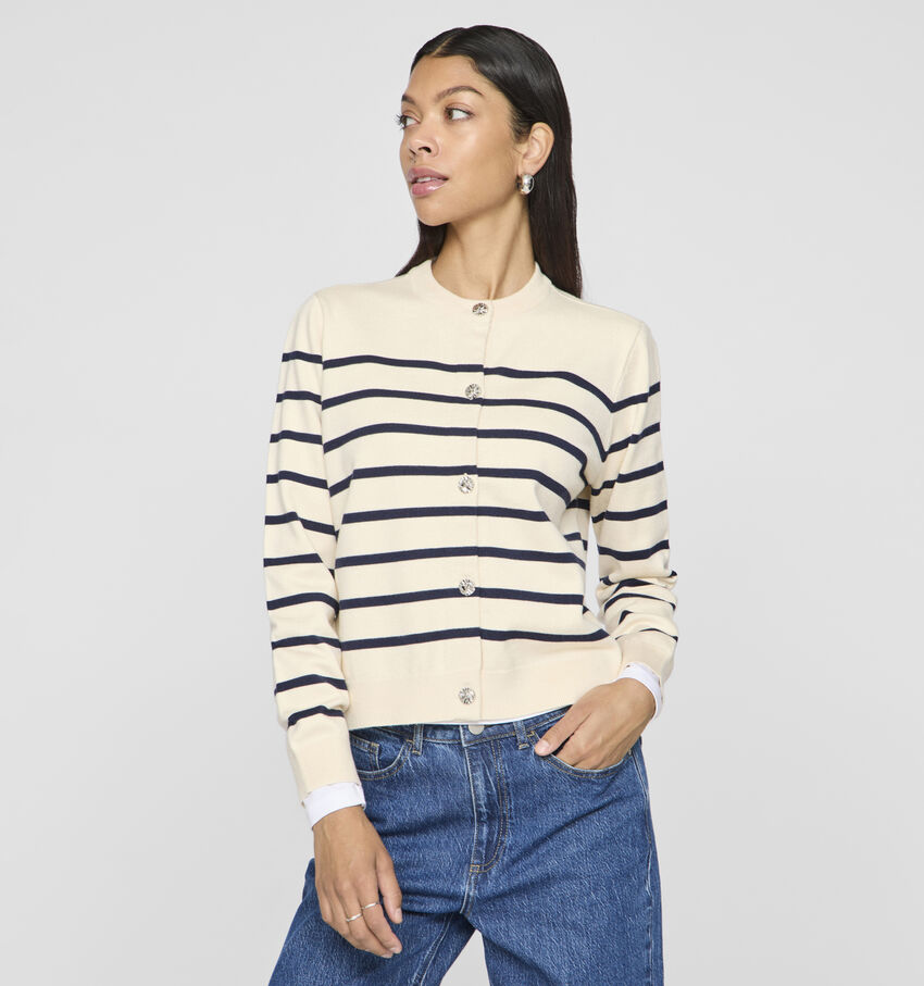 Vila Ingrid Beige Gebreide cardigan