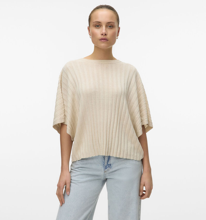 Vero Moda Barbados Beige Trui met V-rug